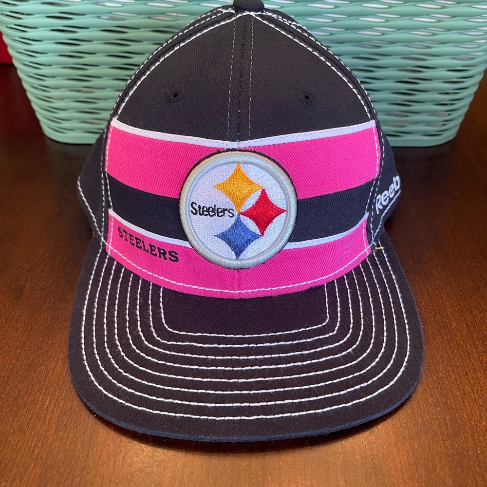 NWOT NFL Reebok On Field Steelers Breast Cancer Awareness Fitted Hat S/M - Picture 3 of 8